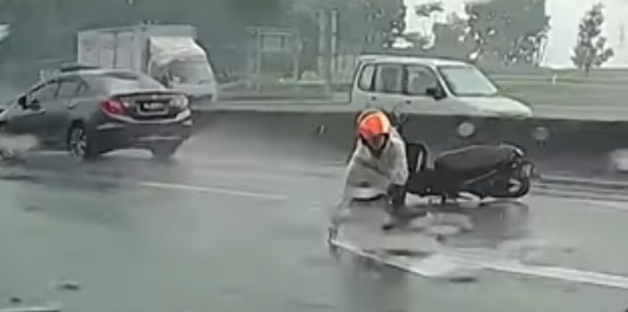 கண்ணிமைக்கும் நேரம்… ஸ்லிப்பான பைக்.. நெருங்கிய ட்ரெக்…! வைரல்!