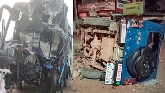 கர்நாடகா  ஹுப்பிளி அருகே   பேருந்து  லாரி நேருக்கு நேர் மோதல் 9 பேர் பலி..