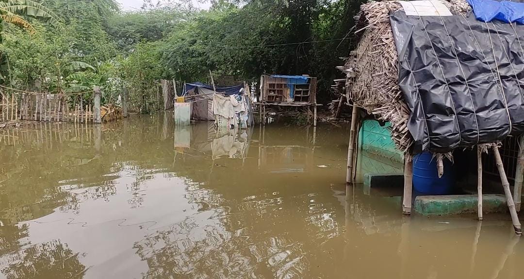 கொள்ளிடம் ஆற்றில் வந்த வெள்ளம் வீடுகளில் புகுந்தது…