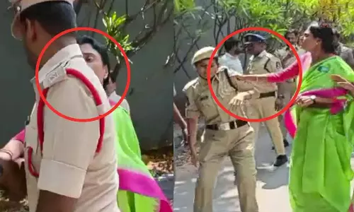 போலீசாரை தாக்கியதாக ஒய்.எஸ்.ஆர். தெலுங்கானா தலைவர் கைது ..