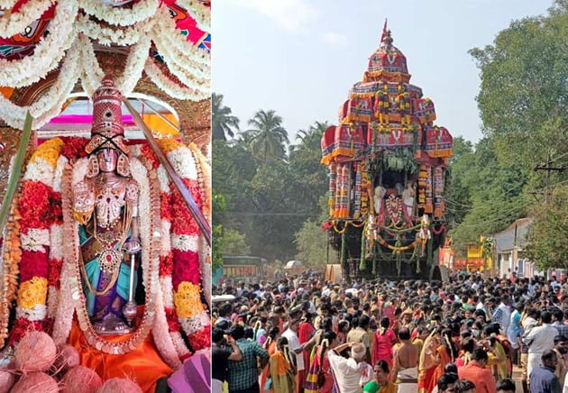 தென் திருப்பேரை  இன்று பங்குனி  தேரோட்டம் கோலாகலம்..