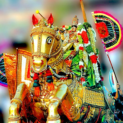 பக்தர்கள் பிரசாதங்களை ஏற்றுக்கொள்ளும் கள்ளழகர்..