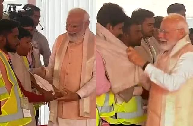 நாடாளுமன்ற கட்டட திறப்பு விழாவில் கட்டுமானத் தொழிலாளர்களுக்கு கெளரவம்.. - Dhinasari Tamil