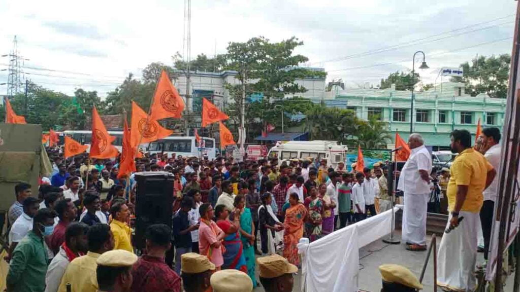 திமுக., அரசை எதிர்த்து ஆர்ப்பாட்டம்; இந்து முன்னணி தலைவர் கைது! - Dhinasari Tamil